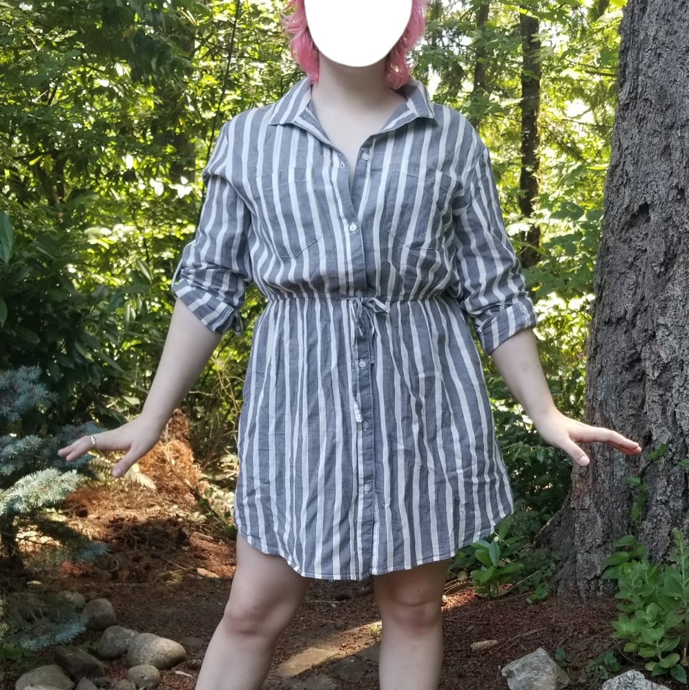Stripped oversized shirt dress